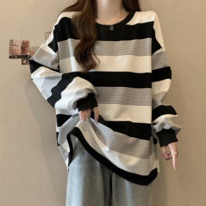 Women’s Oversized Striped Long Sleeve T-Shirt