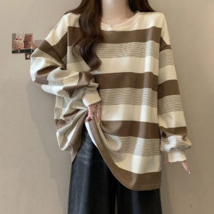 Women’s Oversized Striped Long Sleeve T-Shirt