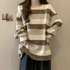 Women’s Oversized Striped Long Sleeve T-Shirt
