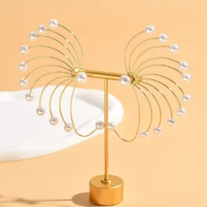 Elegant Gold Pearl Fan-Shaped Statement Earrings for Women