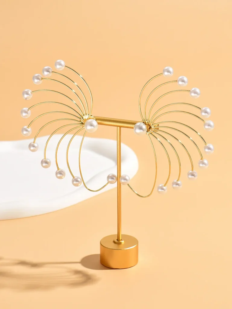 Elegant Gold Pearl Fan-Shaped Statement Earrings for Women