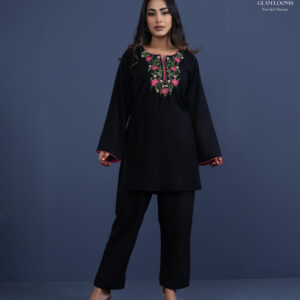 Embroidered Kurti & Pant Set – Black