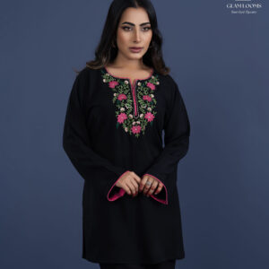 Embroidered Kurti & Pant Set – Black