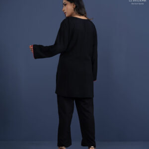 Embroidered Kurti & Pant Set – Black