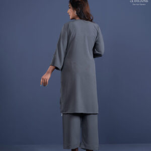 Elegant Grey Embroidered Kurti Set