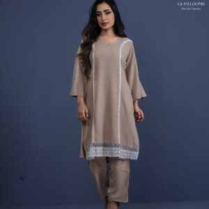 Elegant Grey Embroidered Kurti Set