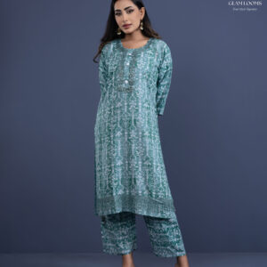 Elegant Green Printed Kurti Set