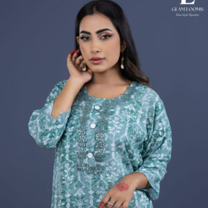 Elegant Green Printed Kurti Set