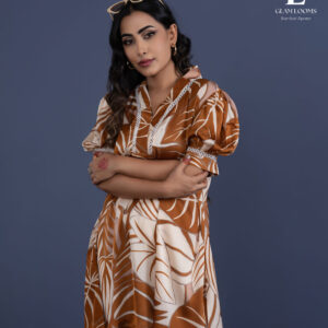 Stylish Brown Leaf Print Kurti