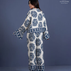 Stylish Cream & Navy Blue Printed Women Co-Ord Set
